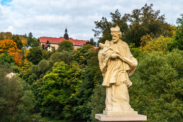 Monument of st. Nepomucen located on Stone bridge in Bardo - small town in "Gory Sowie" south-west part of Poland