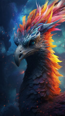 Obraz premium Mystical Creature: A Colorful and Stunning Display of Mythical Animals, Ideal for Screensavers and Desktop Backgrounds 