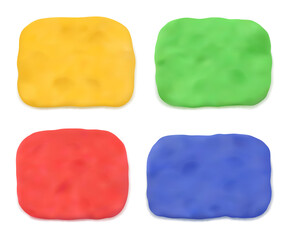 Color plasticine set isolated on a white background. 3d vector illustration.