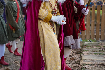 Three kings parade celebration. Cabalgata de Reyes magos. Three Wise men traditional Spanish...