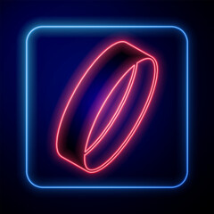 Glowing neon Gold ring icon isolated on black background. Vector