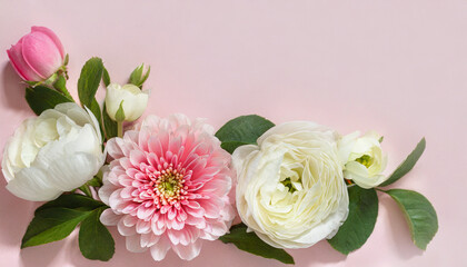 Flowers on light pink background