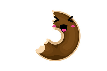Bitten Donut Character Cartoon With Transparent Background