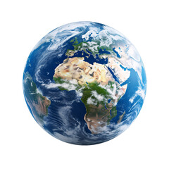 Earth planet satellite view isolated on a transparent background, Globe