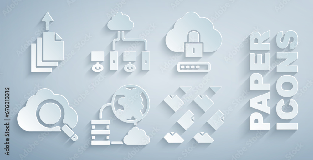 Poster set network cloud connection, cloud computing lock, search, data stream, computer network and export