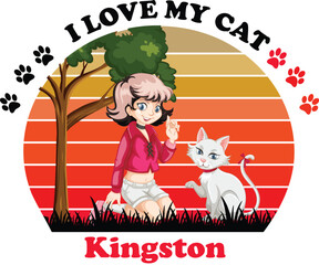 Kingston Is My Cute Cat, Cat name t-shirt Design