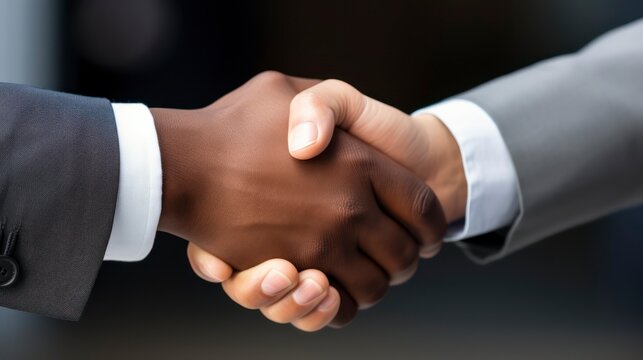 Unspoken Bonds - Business individuals exchange a firm handshake, a non-verbal pact that lays the groundwork for mutual ventures. Generative AI
