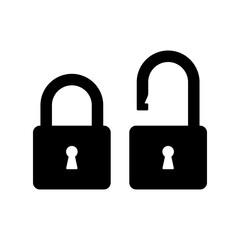Padlock icon. Black silhouette. Front side view. Vector simple flat graphic illustration. Isolated object on a white background. Isolate.