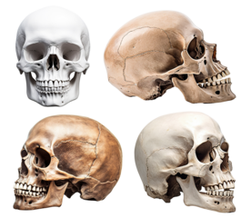 Set of human skulls, cut out