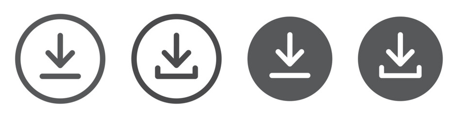 Download icon vector set . Download symbol in circle. Vector illustration