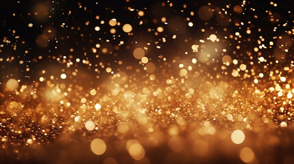 Fototapeta na wymiar Abstract de-focused blurred bokeh background gold and black. Winter background. New Year and Christmas concept