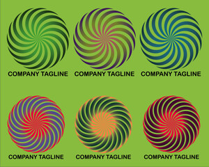 Set of logos with gradients and company tagline.