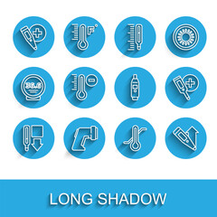 Set line Medical thermometer, Digital, Meteorology, and icon. Vector