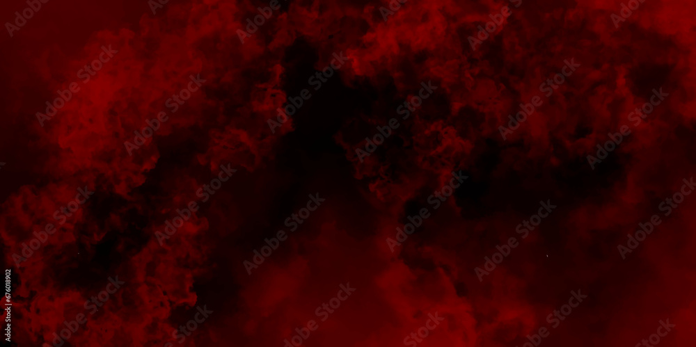 Wall mural red smoke texture on black. freeze motion of red dust splash abstract background of chaotically mixi