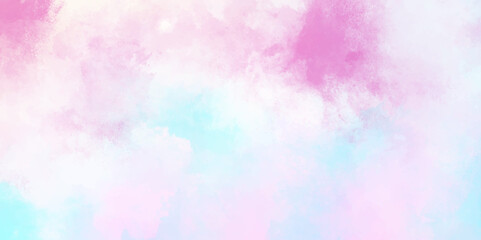 Pink, Blue sky with clouds and Abstract watercolor digital art painting for texture background Blue watercolor concept, vector. Soft watercolor. Abstract colorful blue background. Beautiful blue water