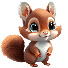 Fototapeta premium A cartoon illustration of a cute squirrel staring at you with an innocent and adorable
