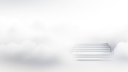 Obraz premium Wide staircase leading into the haze of clouds,Generated by AI