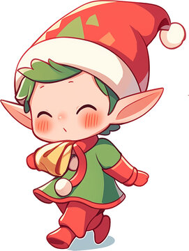 cute christmas elf walking red hat clip art preview