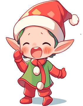 happy christmas elf cartoon character clip art preview