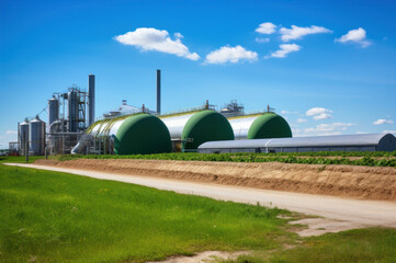 Bio energy and biogas production plant, factory. Sustainable power