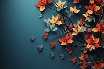 Immerse yourself in the warmth of autumn with a picturesque background adorned by yellow and red leaves, providing ample copy space for your creativity. Ai generated