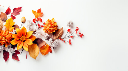 Vibrant autumn leaves watercolor abstract natural art background. AI illustration for designed header, banner, web, wall, greeting cards, poster, wallpaper, wedding invitations, leaflets.