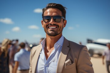 Portrait of young Emirati businessman with sunglasses - obrazy, fototapety, plakaty