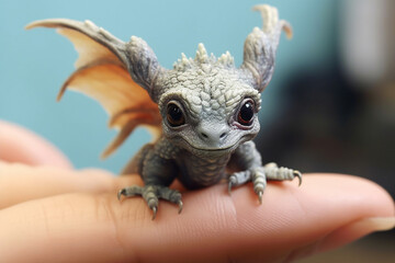 Delight in the charm of a small dragon toy, a funny companion for moments of enchantment and play. Ai generated - obrazy, fototapety, plakaty