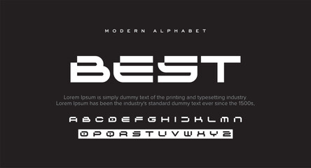 BEST Modern abstract digital alphabet font. Minimal technology typography, Creative urban sport fashion futuristic font and with numbers. vector illustration - obrazy, fototapety, plakaty