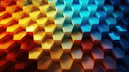 3D Illustration. Multi color geometric hexagonal abstract background
