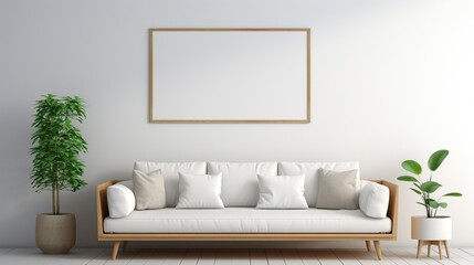 Fototapeta na wymiar Scandinavian style ai generated frame mockup living room