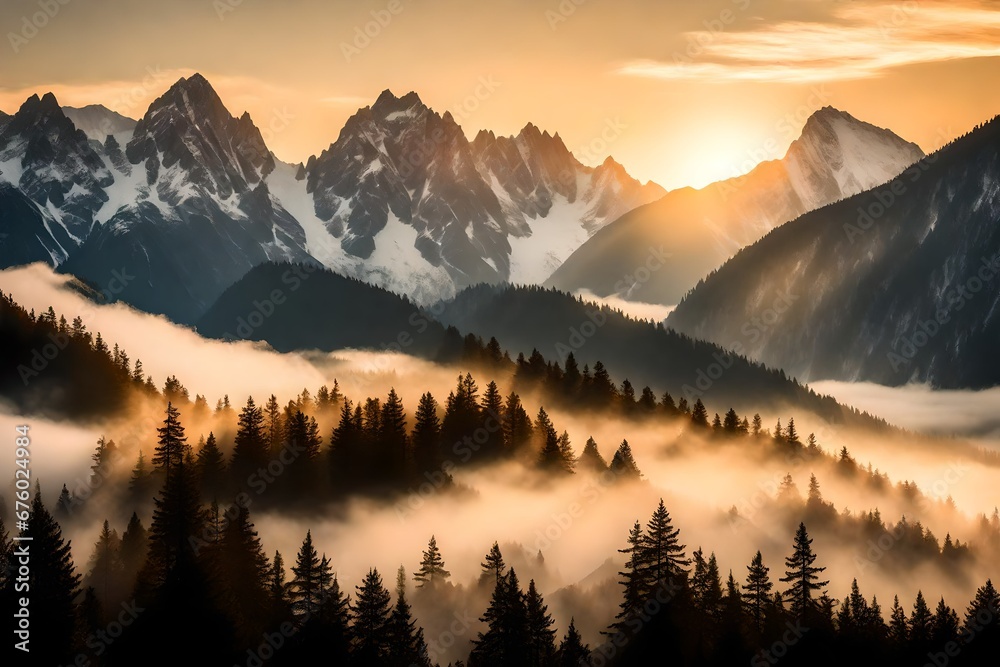 Canvas Prints sunrise in the mountains