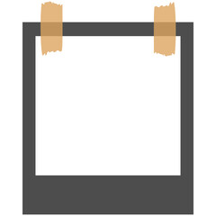 Blank polaroid photo frame with sticky tape isolated on white paper background