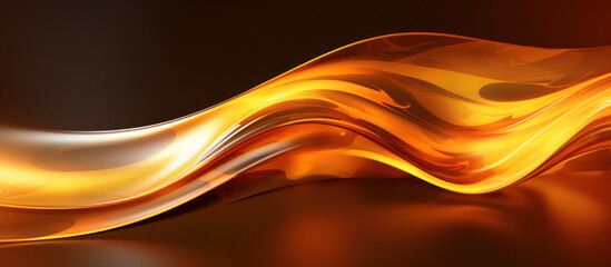 Abstract Orange waves of a Black background for design and presentation