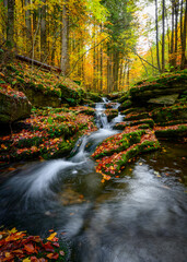 Jeseníky waterfalls, autumn, water, mountains, forest, trees, landscape, autumn, river, water, forest, fall, nature, waterfall, tree, landscape, trees, rocks, green, beautiful, rock, season, colorful