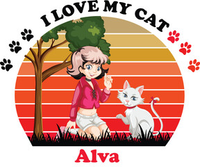 Alva Is My Cute Cat, Cat name t-shirt Design