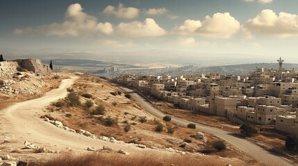 Israel Palestine Landscape.  AI Generated