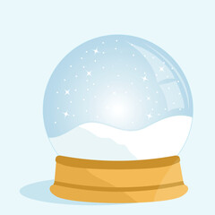 Christmas snow globe template in cartoon style