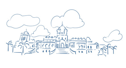 Ujjayanta Palace Nuyungma Agartala Tripura India vector sketch city illustration line art sketch simple