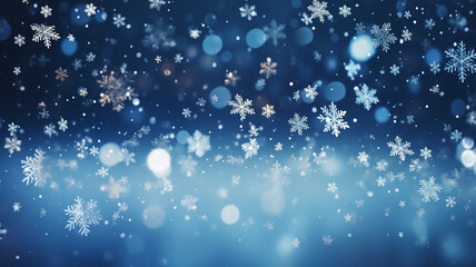 Falling snowflakes on night sky background