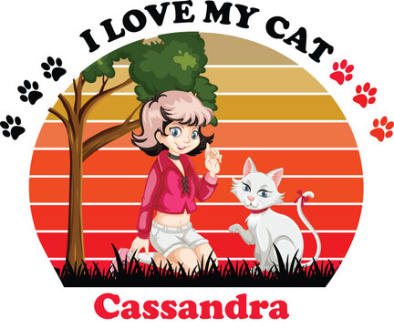 Cassandra Is My Cute Cat, Cat name t-shirt Design