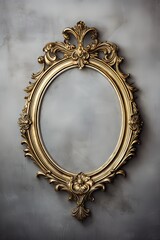 Antique royal frame gold color oval shape grey background
