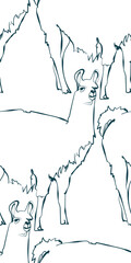 lama alpaca nature wildlife artistic seamless ink vector one line pattern hand drawn © CharlieNati