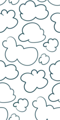 Fotobehang clouds sky simple nature wildlife artistic seamless ink vector one line pattern hand drawn © CharlieNati