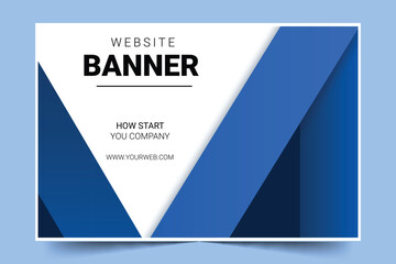 professional website banner with blue shapes vector design illustration
