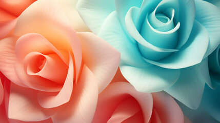 Pink rose orchid peach yellow beige white teal aqua cyan turquoise green abstract background. Color gradient
