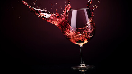 Red wine splash falling into wine glass
