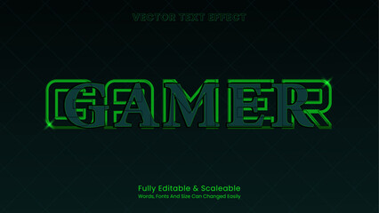 Gamer editable 3d text effect design, Green text style