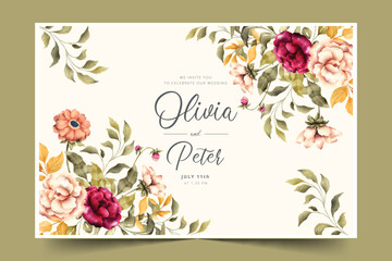 wedding invitation with romantic flowers design vector illustration - obrazy, fototapety, plakaty