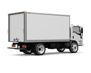 a image of a White Box Truck isolated on a white background